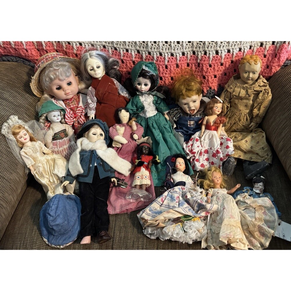 Lot Of 14 Antique and Vintage Dolls Some Porcelain